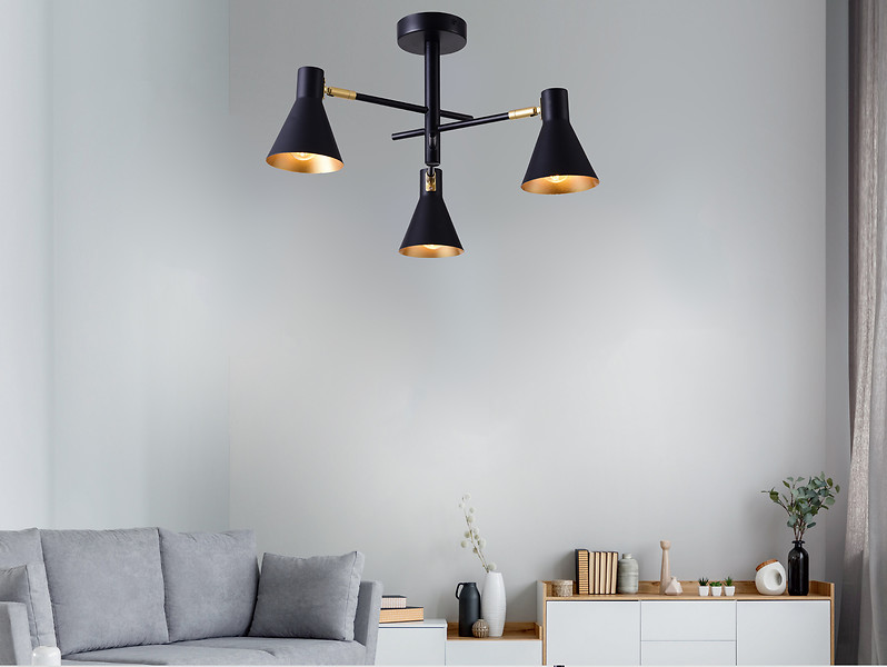 Lampa sufitowa Less 3-punktowa metalowa czarna
