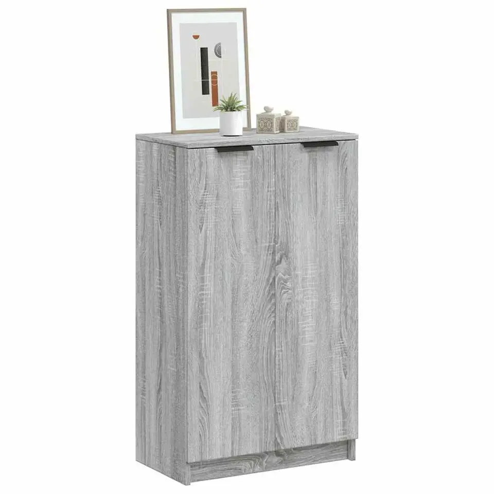vidaXL - Schoenenkast met 2 deuren - Grijs sonoma eiken - Hout - 59x35x100.5 cm