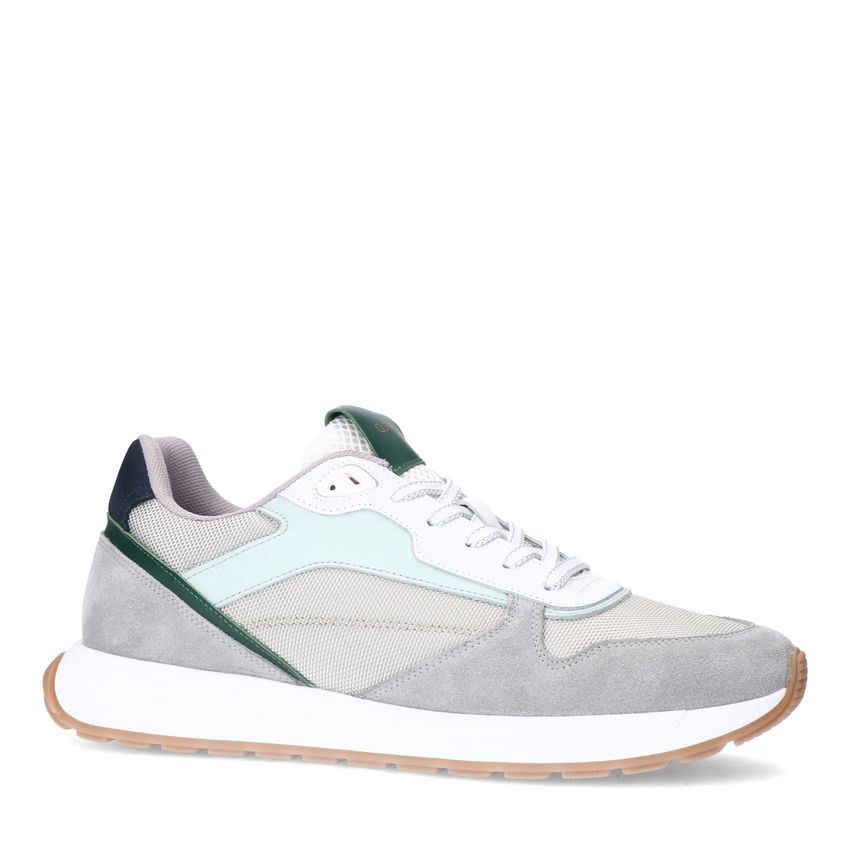 Manfield Grijze leren sneakers