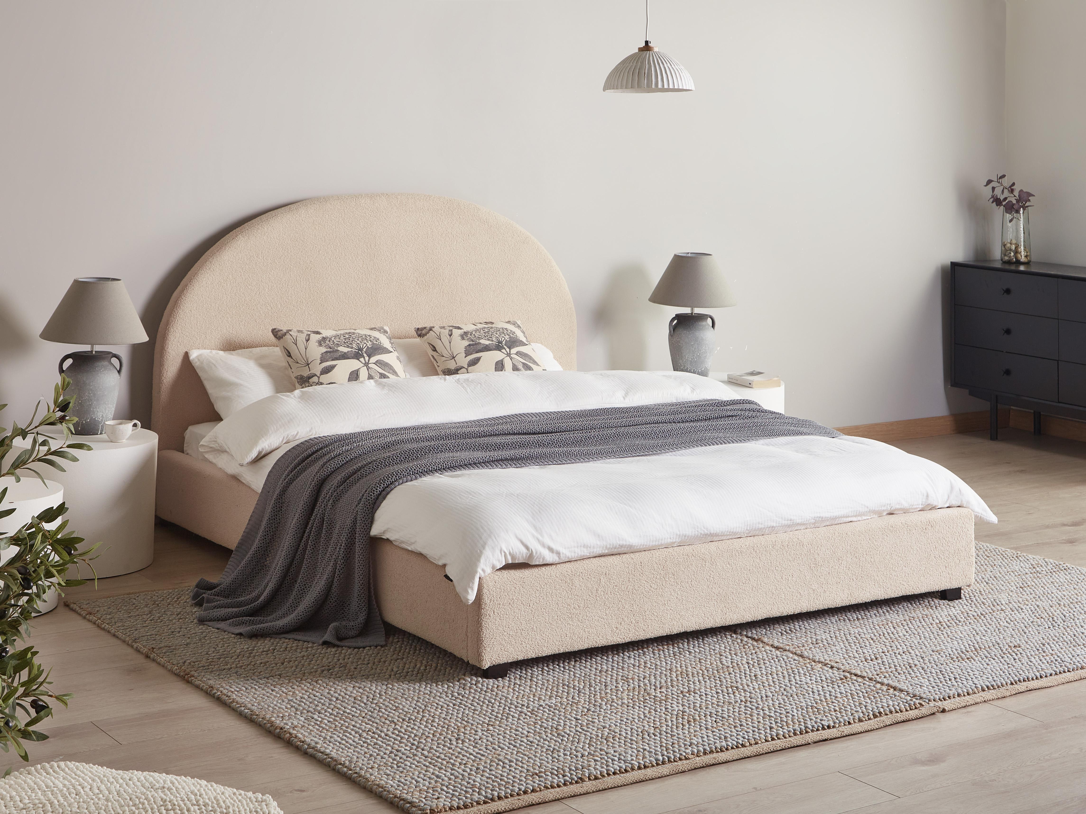 Bed Boucle VAUCLUSE 160 x 200 cm (EU King Size) Beige
