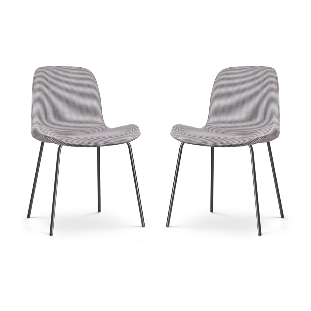 Nolon Nora-Fé Eetkamerstoelen Set van 2 - Rib Warm Grijs Zwarte Poten