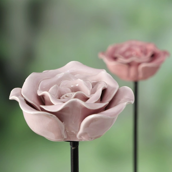 Gartenstab »Rose«, Keramik, mehrfarbig