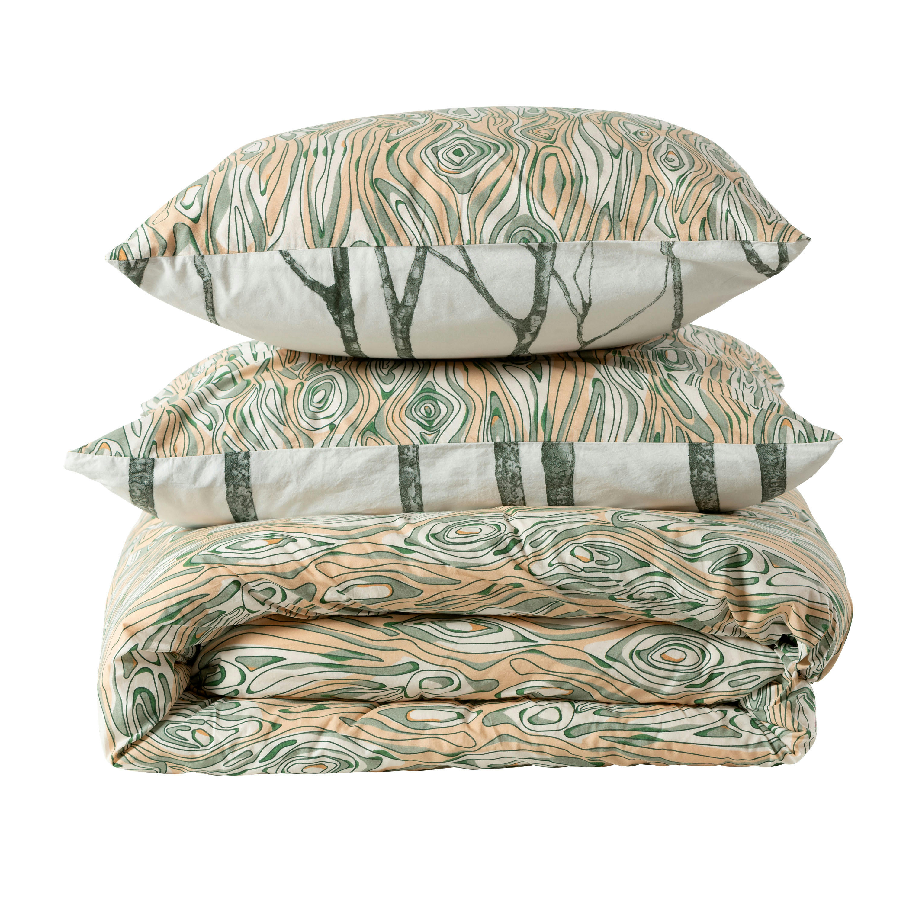 MONARBRE - Housse de couette réversible coton bio  vert 200x200