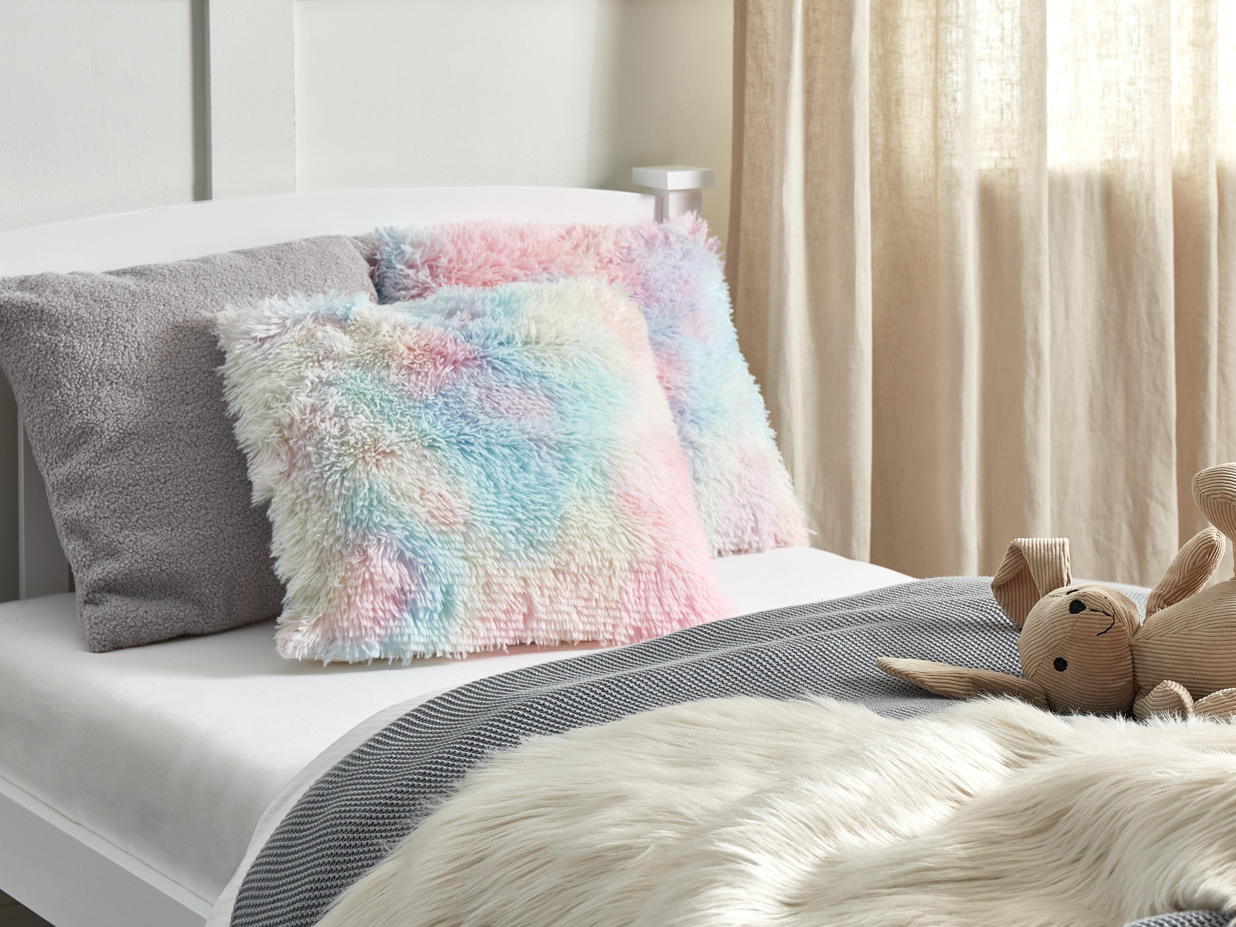 Set of 2 Decorative Cushions AMARYLLIS Faux Fur 45 x 45 cm Multicolour