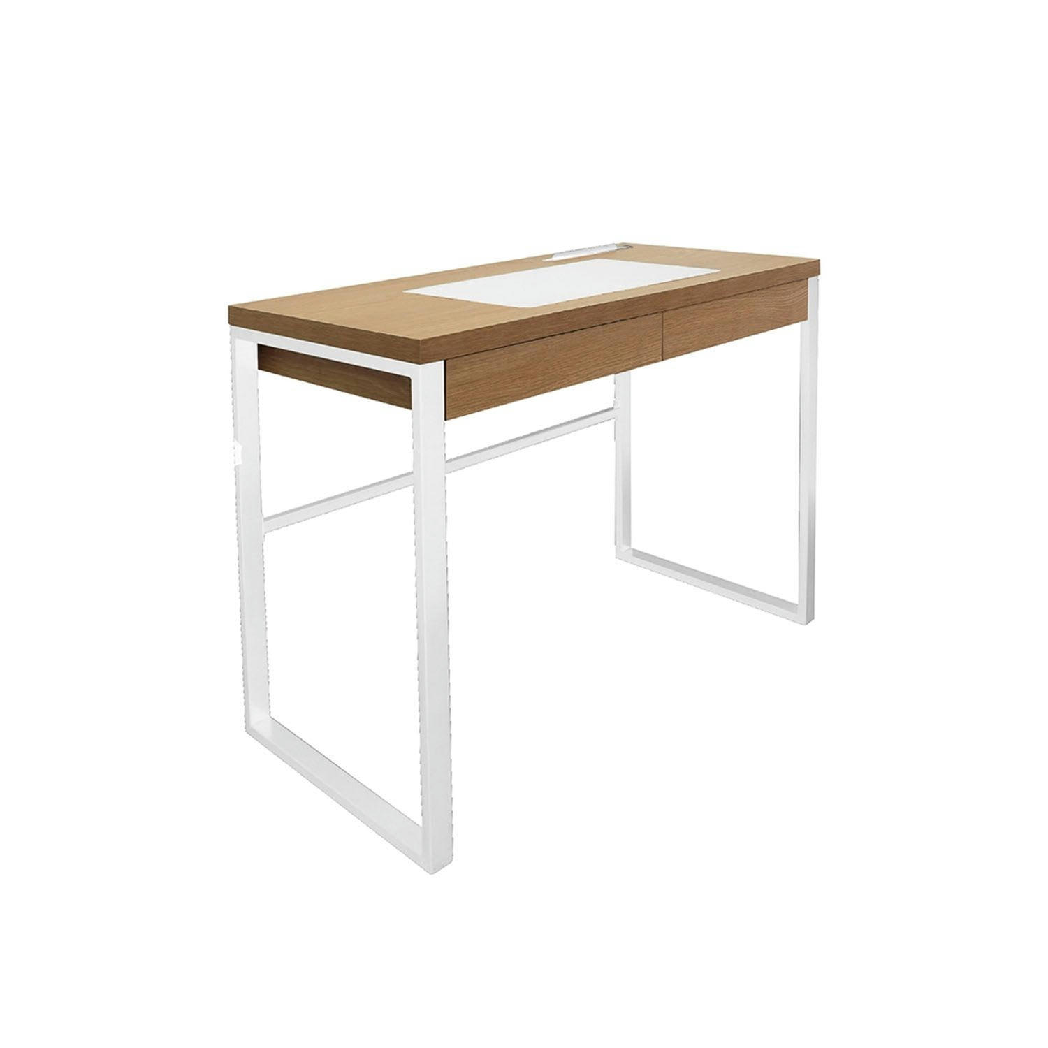 - Bureau en métal et bois industriel l. 100 x h. 74 cm blanc