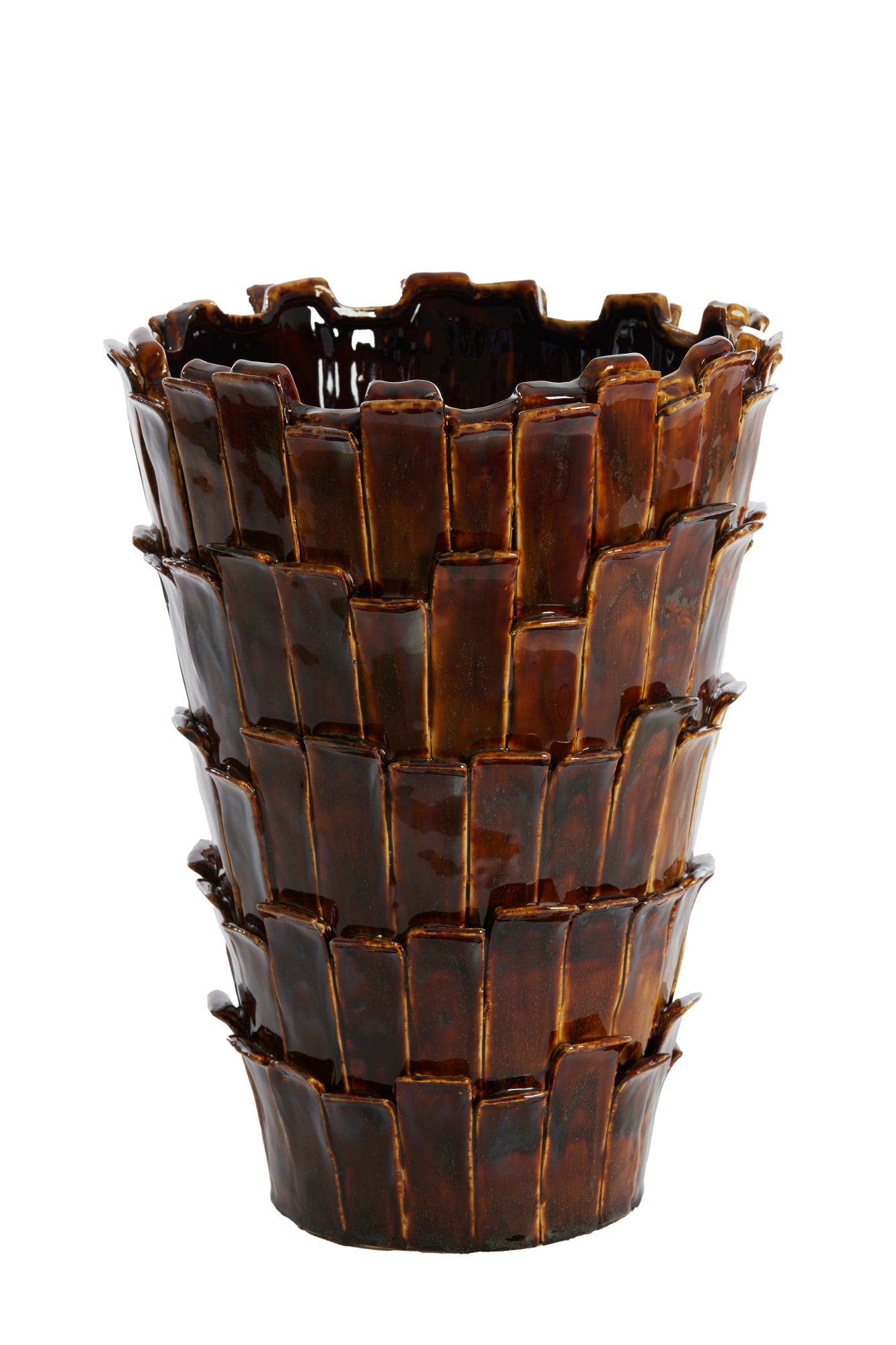 Light & Living BANYA vaas keramiek glans donkerbruin – Ø33x43 cm