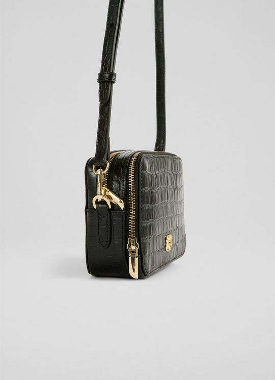 Kira Black Croc Effect Bag