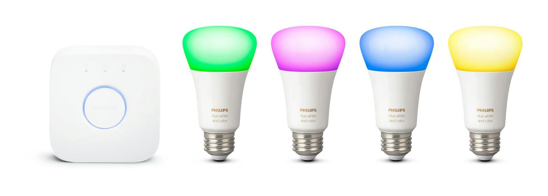 Philips Hue A19 LED Bulb Starter Kit, White & Colour