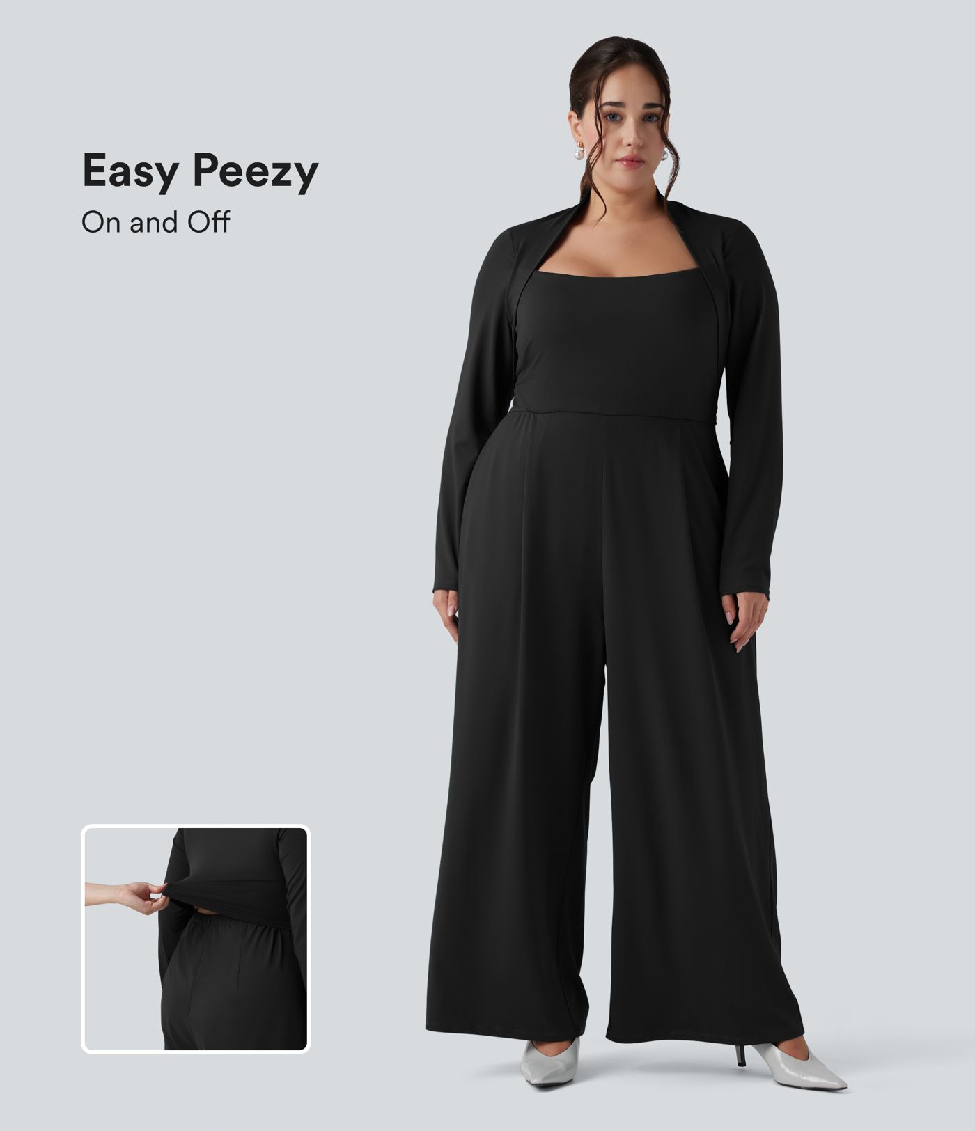 Combinaison grande taille jambe large à manches longues avec poches - Édition Easy Peasy