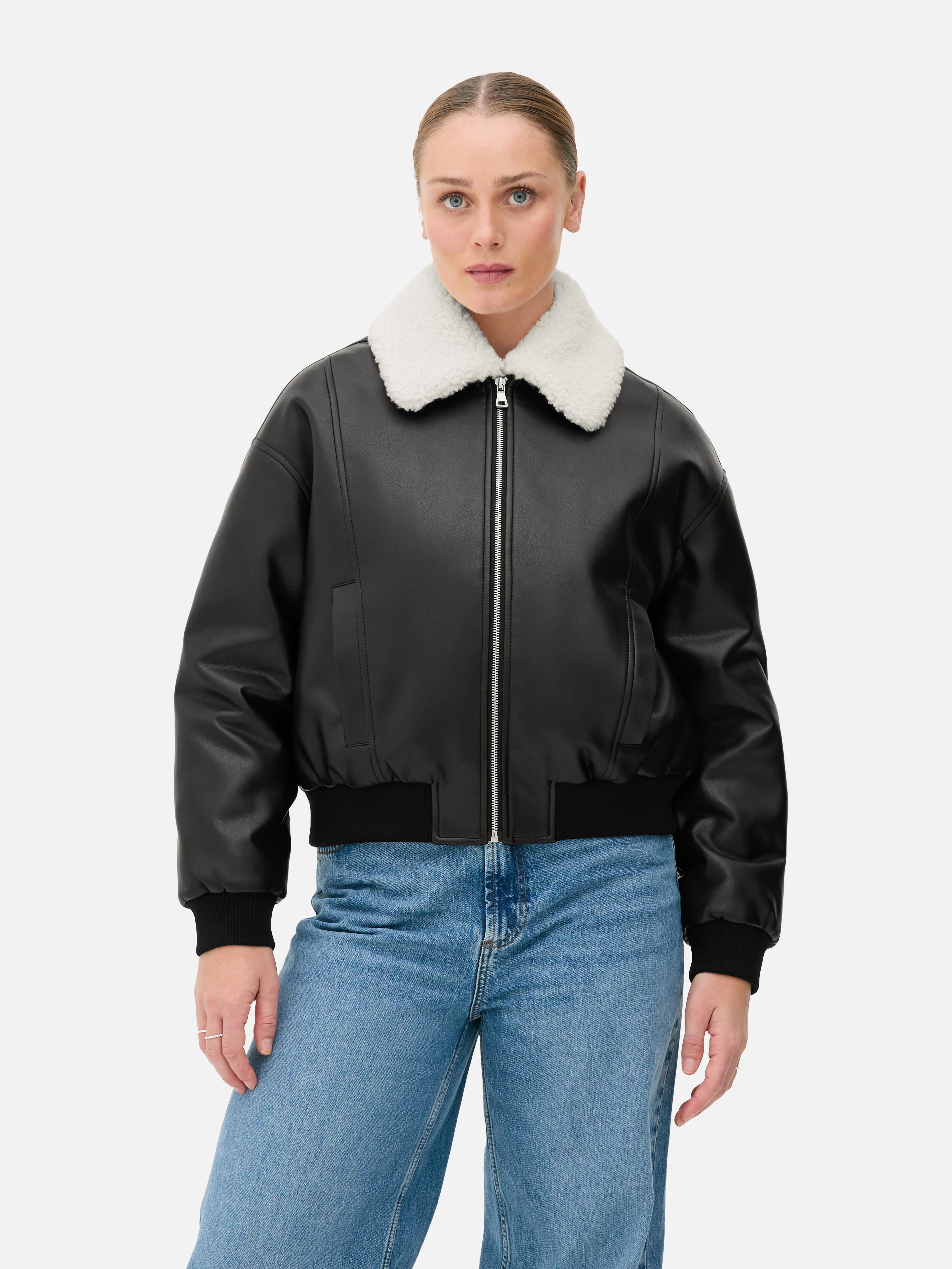 Faux Leather Bomber