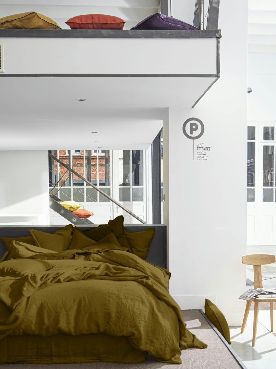 UNI - Taie d'oreiller lin lave marron 65x65 cm