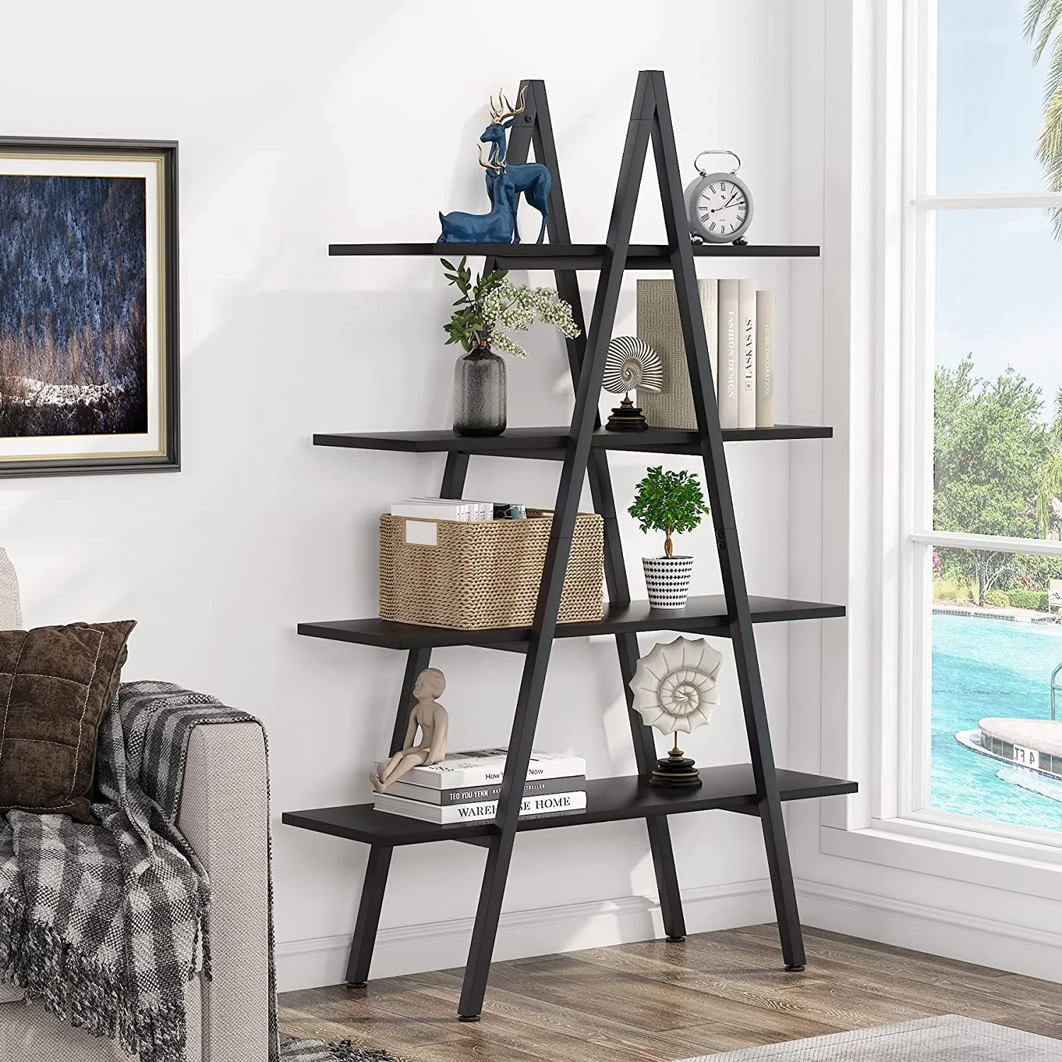 4 Tier A-frame Ladder Bookshelf Display Rack
