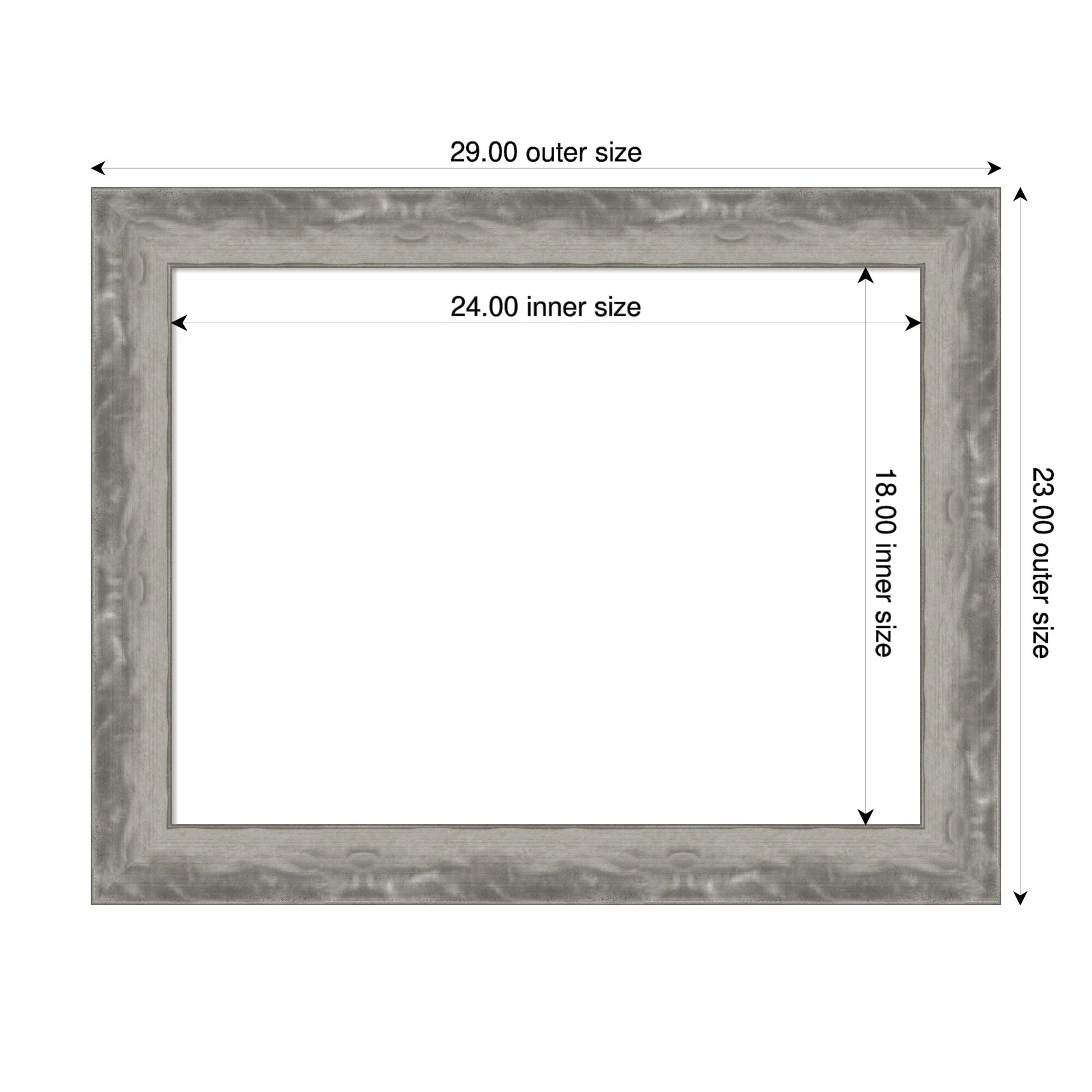 Amanti Art Waveline Silver Narrow Framed Dry Erase Magnetic Board