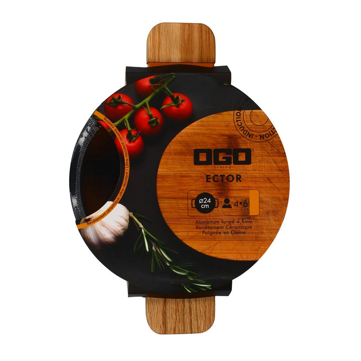 ECTOR - Faitout en aluminium/céramique jaune Ø24cm - compatible induction