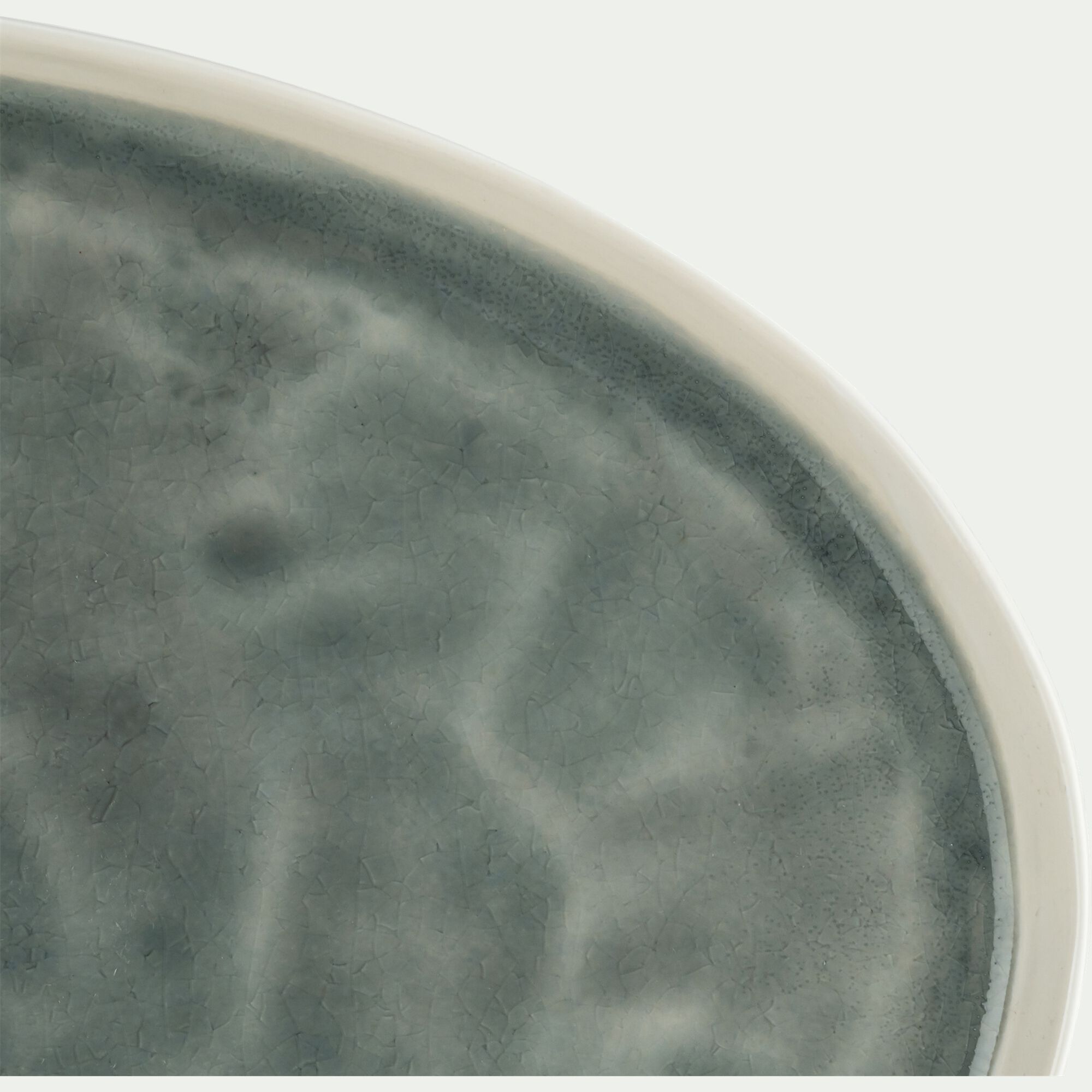 LAGON - Plat de présentation en grès L22,3cm - bleu autan