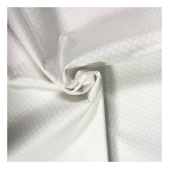 White Abstract Dot Cotton Fabric by the Metre