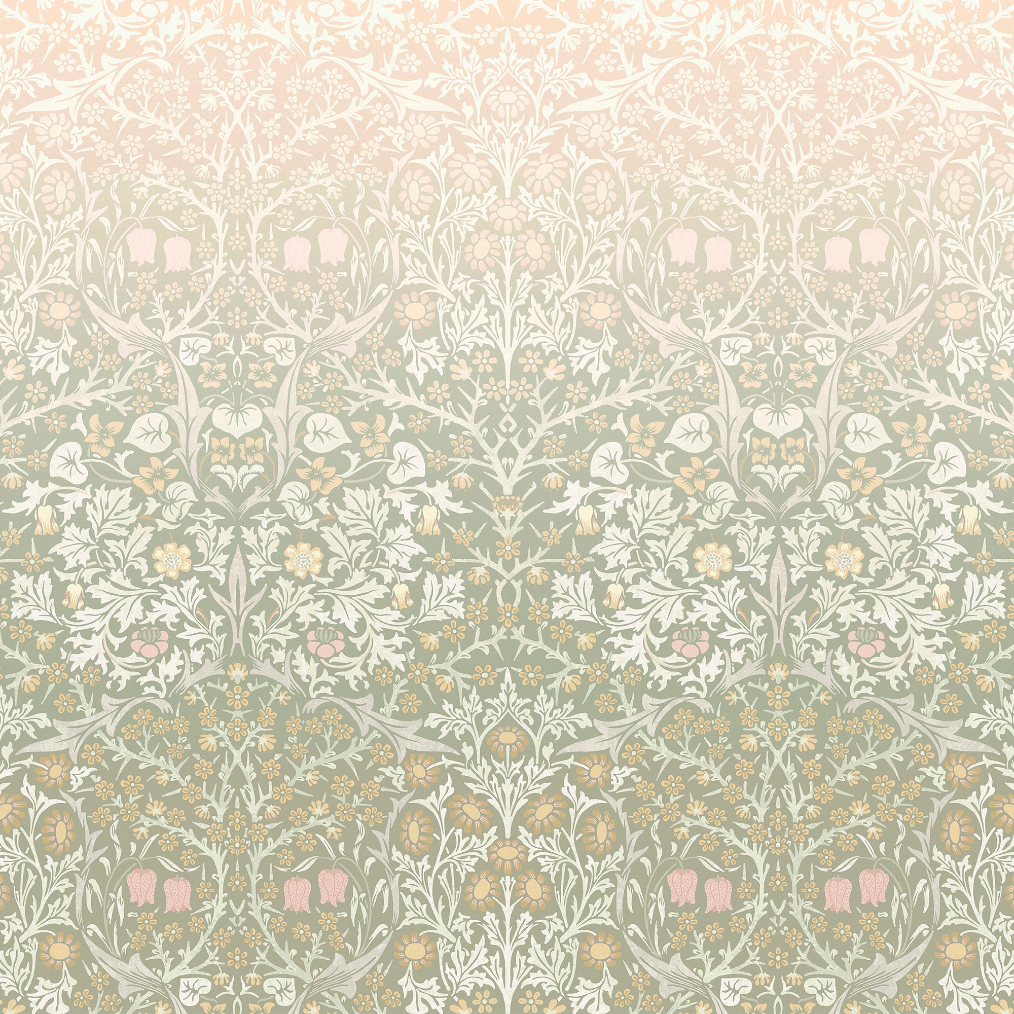 William Morris at Home Fotobehang - Blackthorn Sage & Pink - 400x250 cm