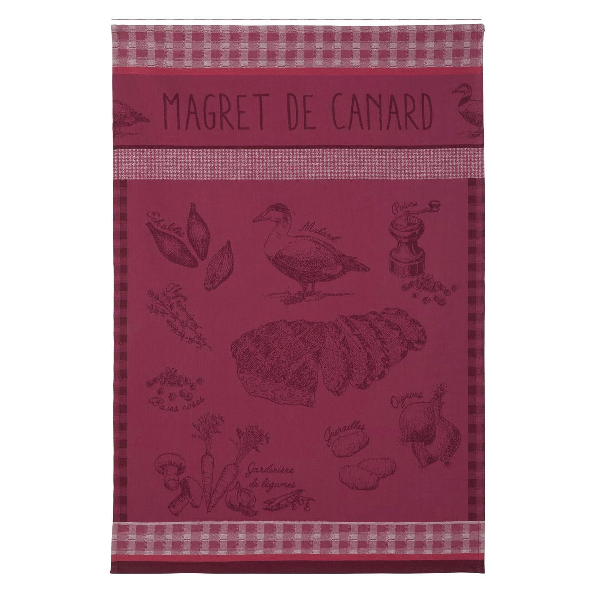 MAGRET DE CANARD - Torchon en jacquard de coton prune 50x75
