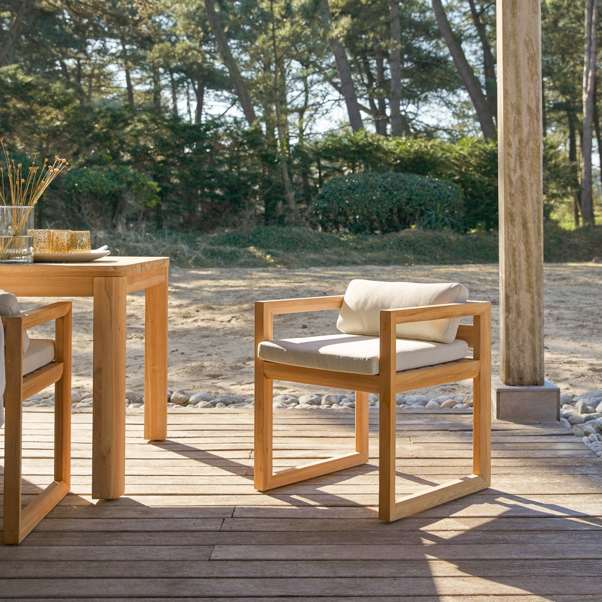 Tikamoon Tuinstoel in massief teak - Wit