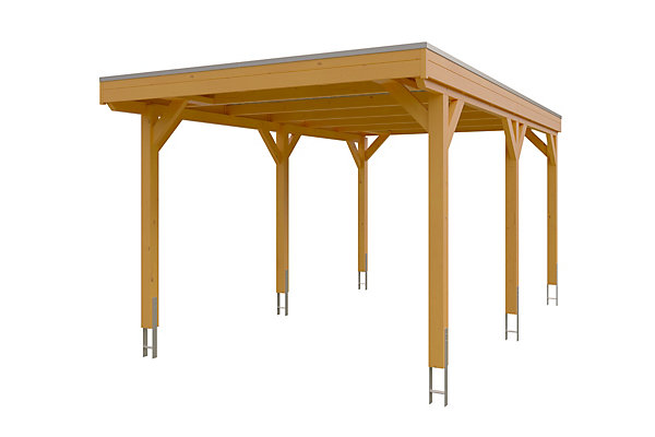 Carport SKAN HOLZ Grunewald 321 x 554 cm planches de toit et EPDM, traitement coloré chêne clair