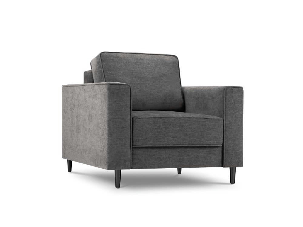 DUNAS - Fauteuil en tissu structuré gris