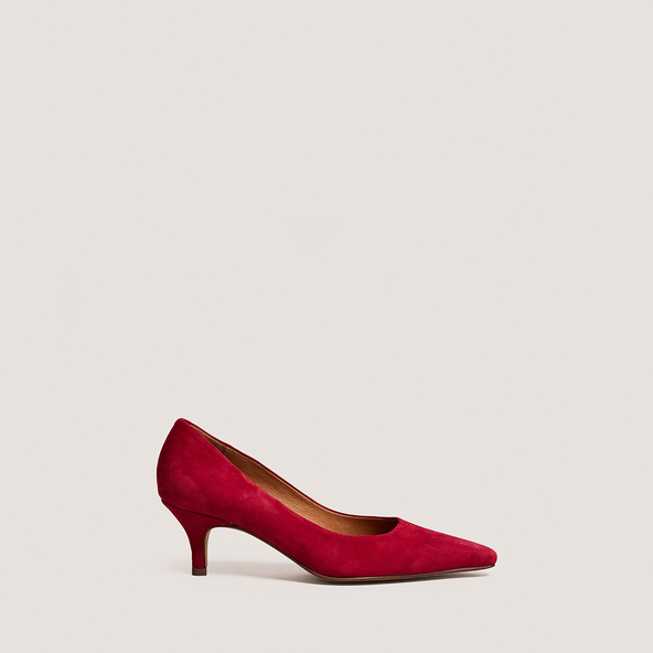 Escarpins à bouts pointusen velours rouge berry | DEBRIEF