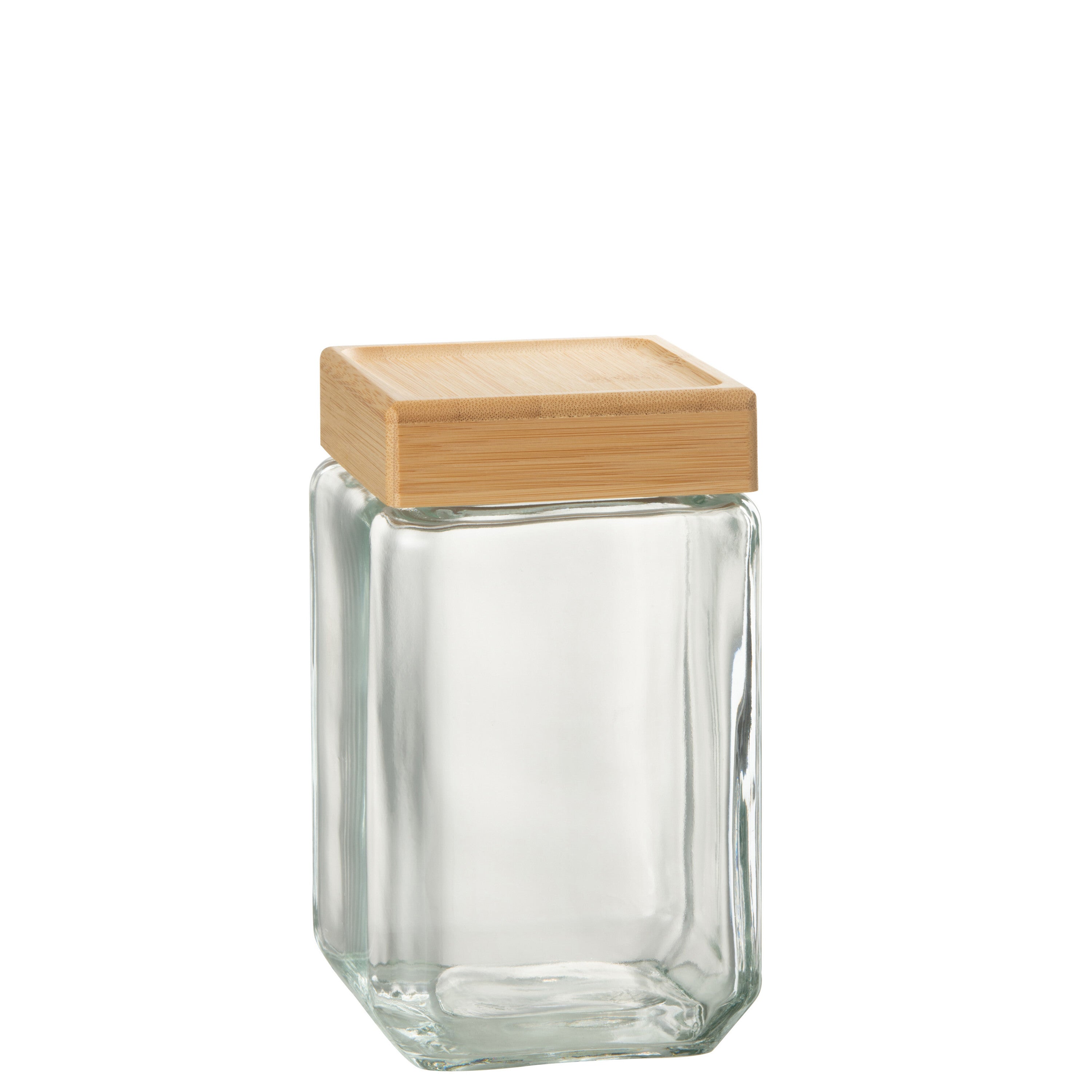 J-Line voorraadpot Brad - glas bamboe - transparant naturel