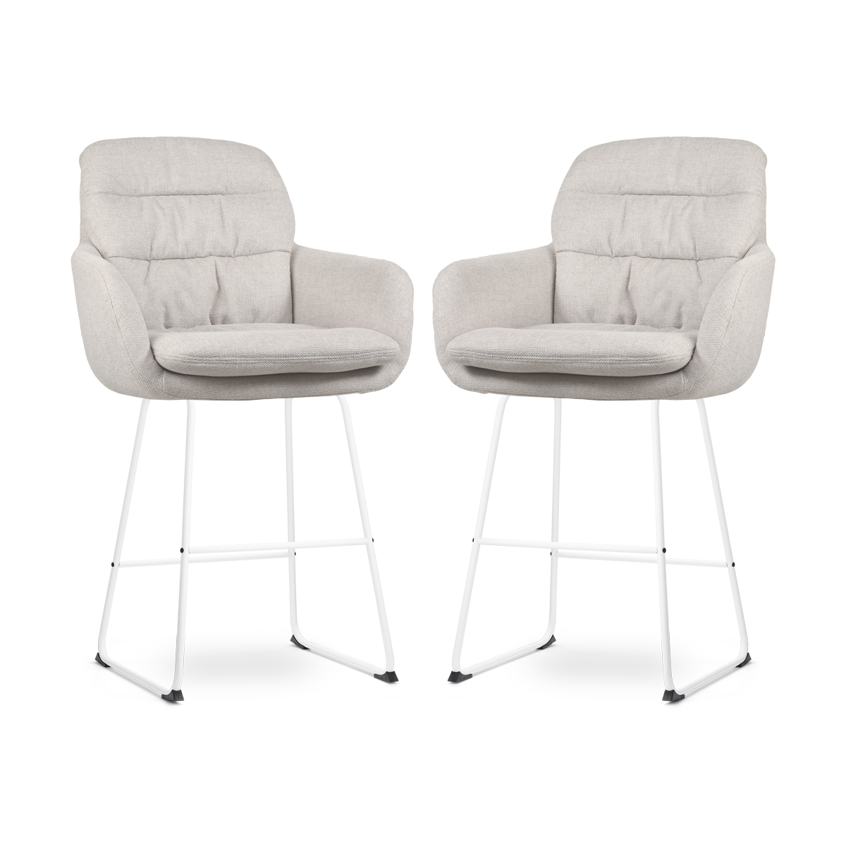 Nolon Nino-Mia Barkrukken Set van 2 - Beige - Wit - 65 cm