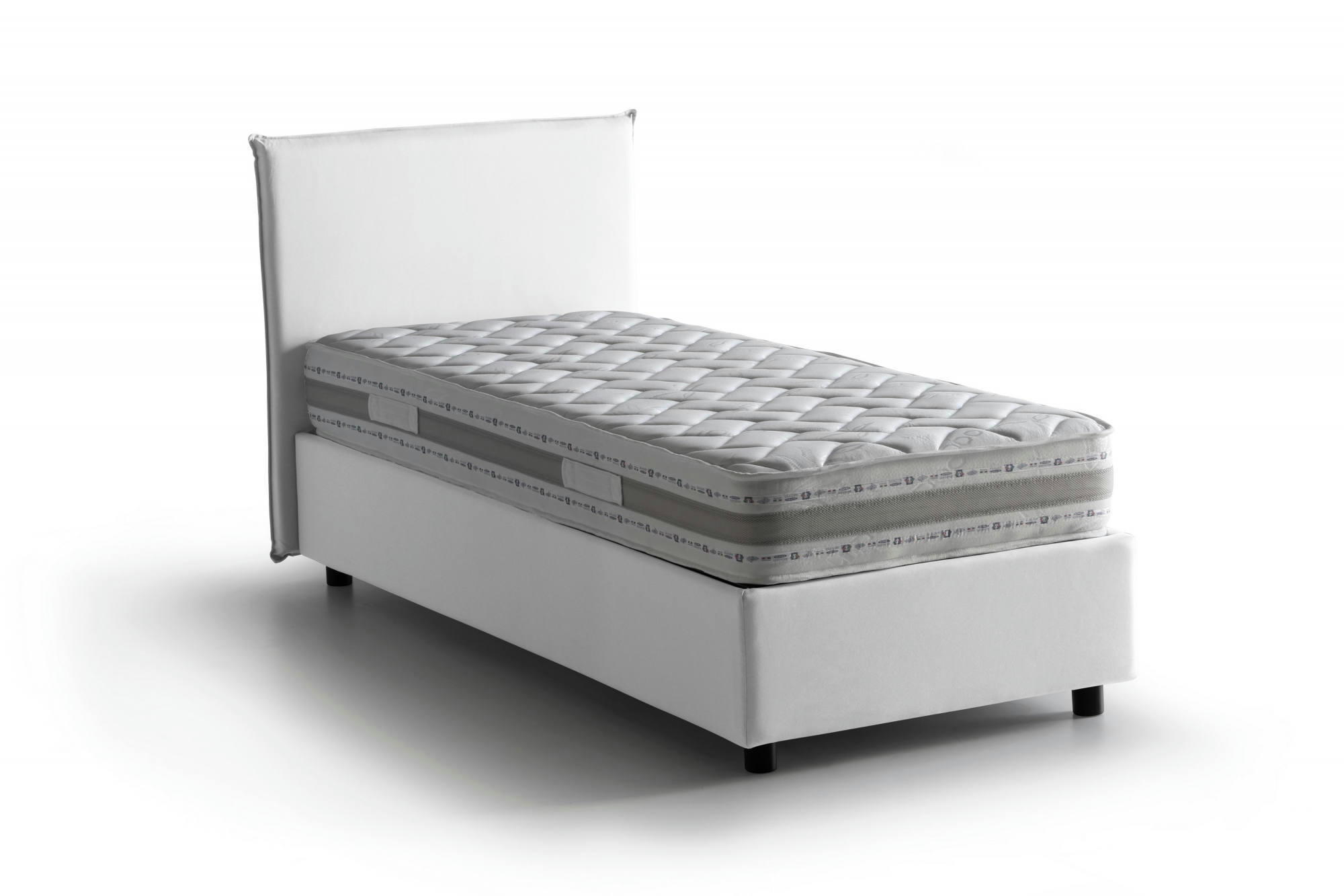 BEATA - Lit coffre 140x190 cm en tissu blanc