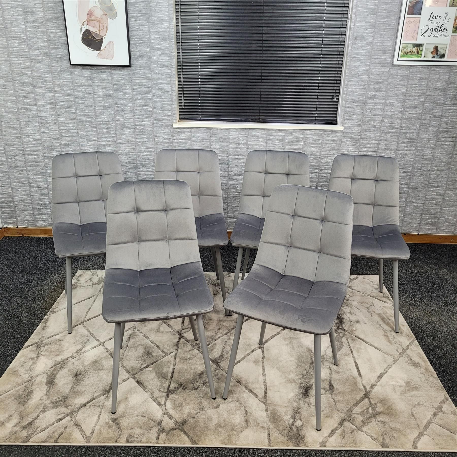 KOSY KOALA Dining Chairs Set of 6 Grey Velvet Kitchen Chairs