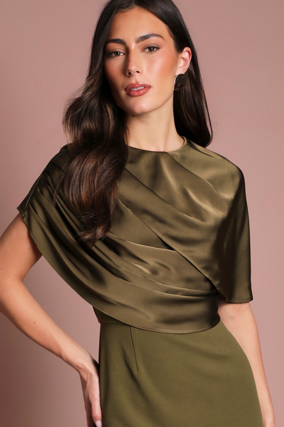 Coast Slinky Draped Detail Fishtail Maxi Dress