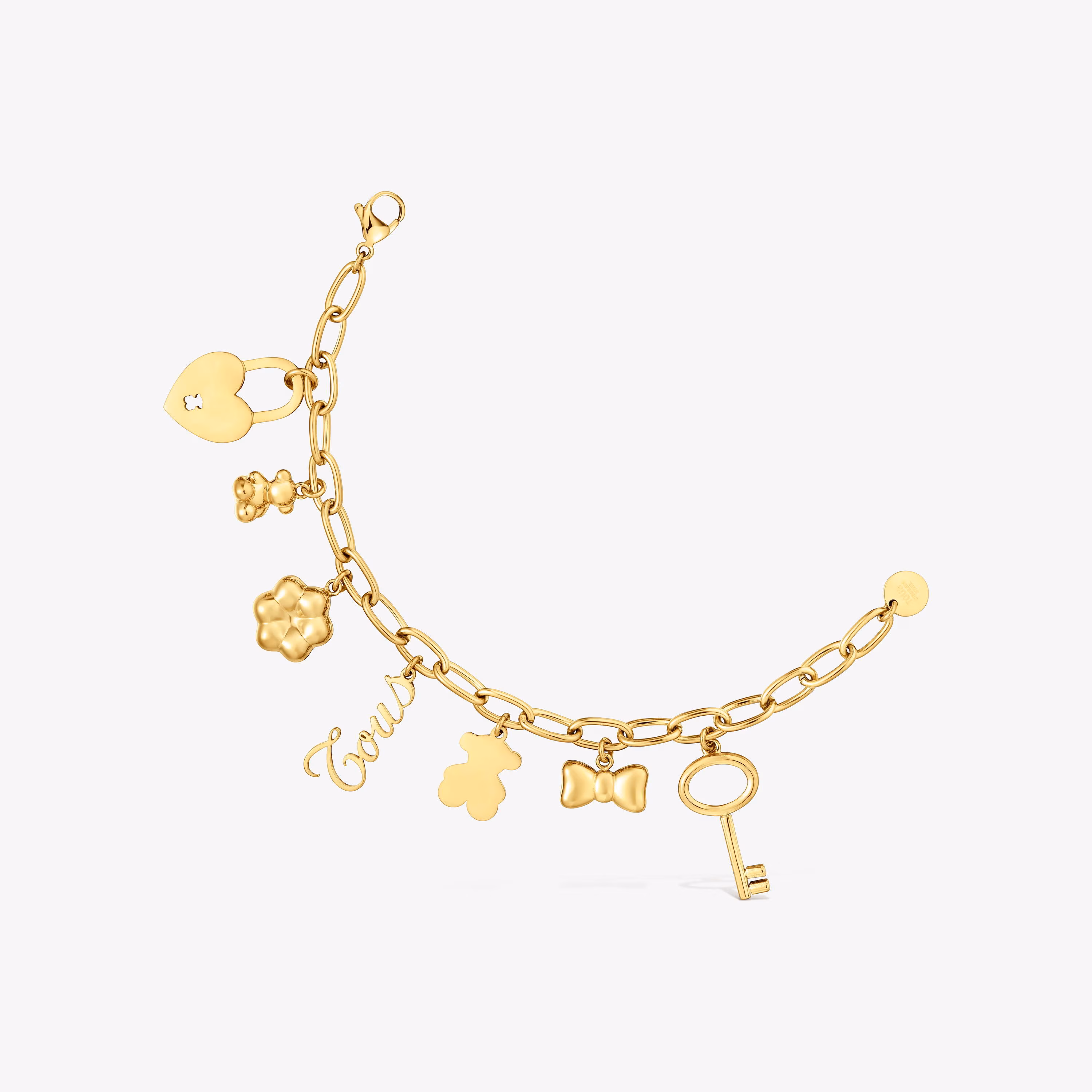 Pulsera de acero dorado y motivos colgantes TOUS Charming