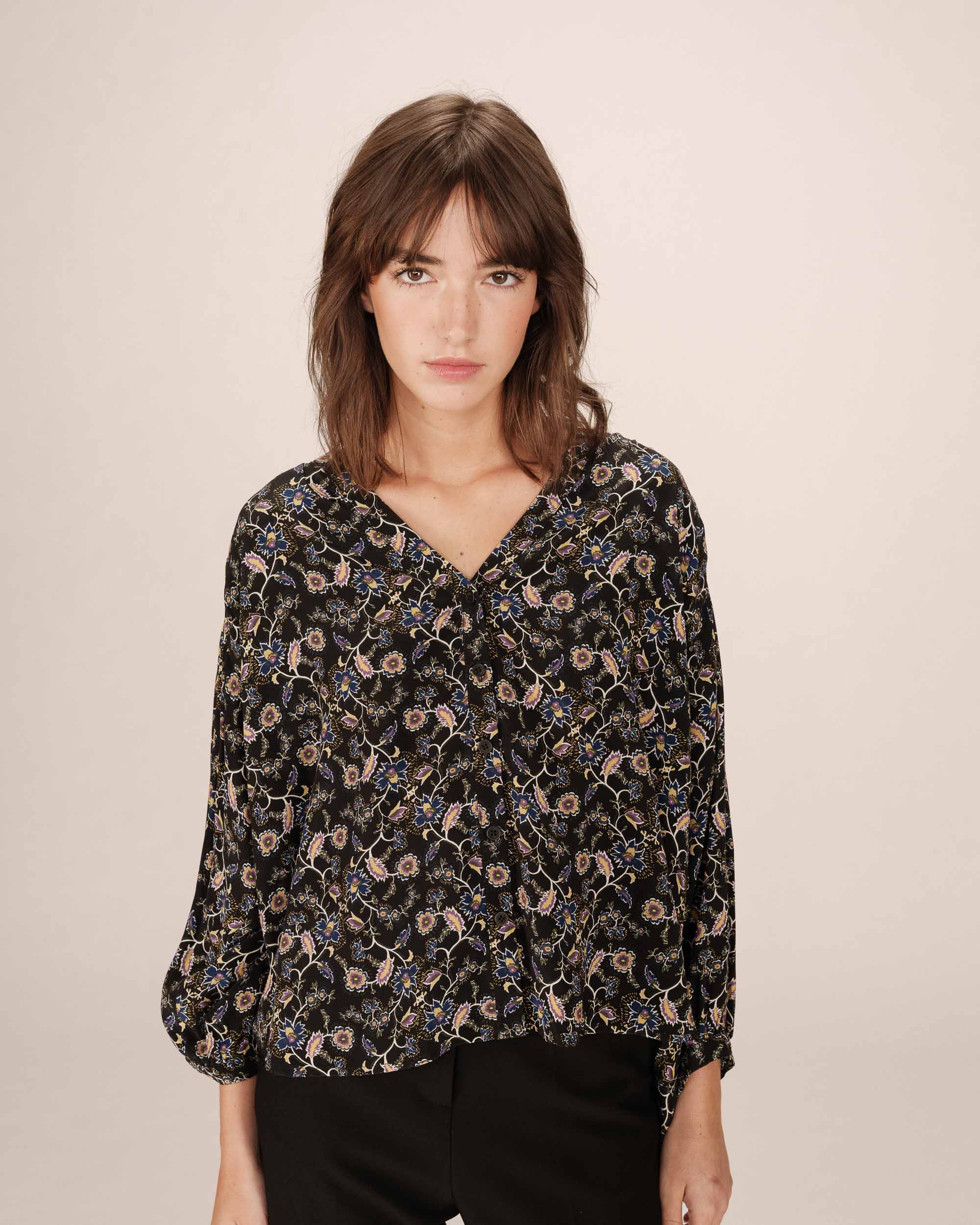 Blouse imprimé floral noir Secrete