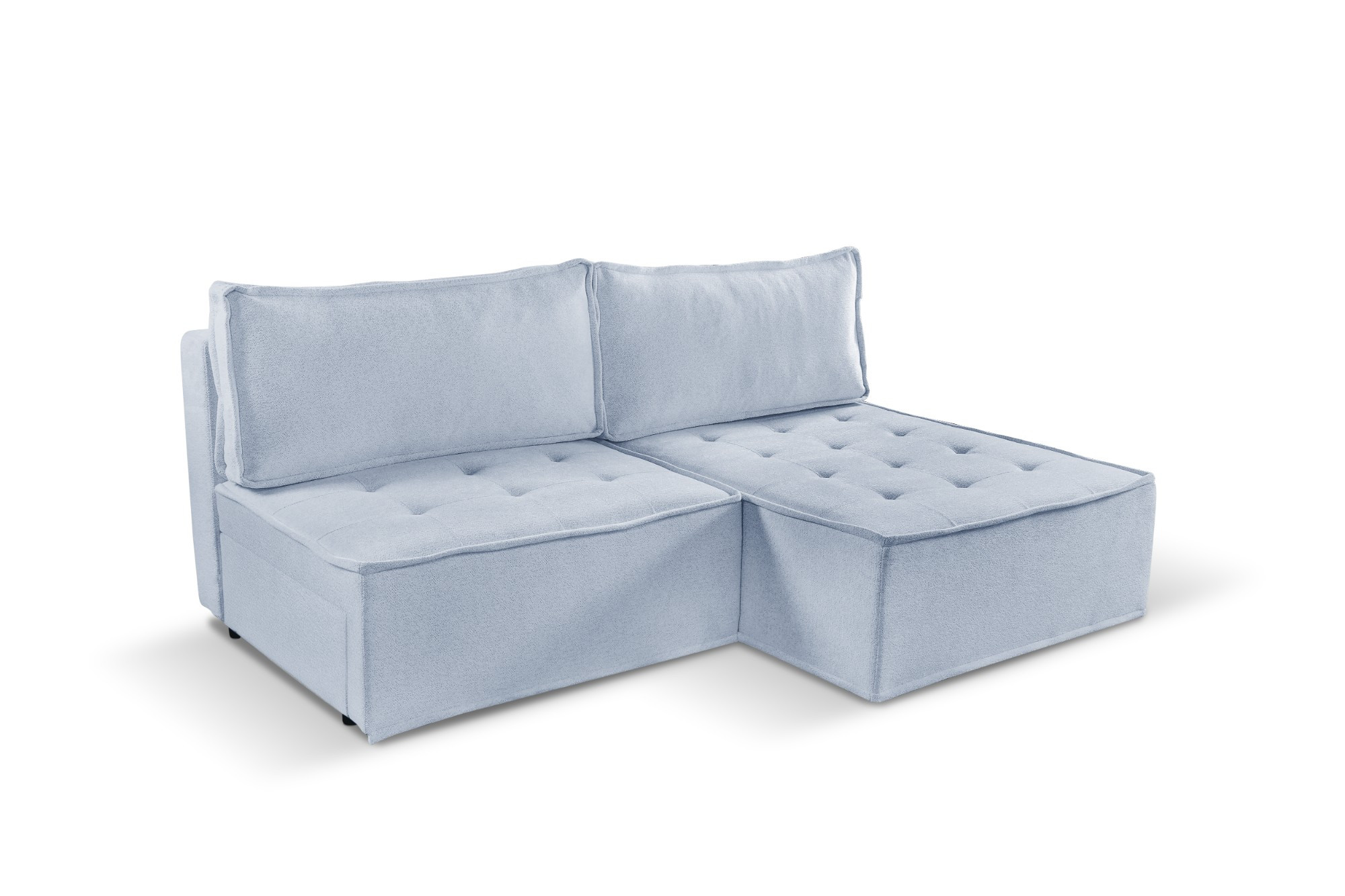 Sofa w kształcie L mini BOHOO, tkanina Raven, Jasnoszary Prawostronny