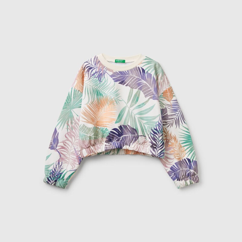 Sweatshirt with tropical print