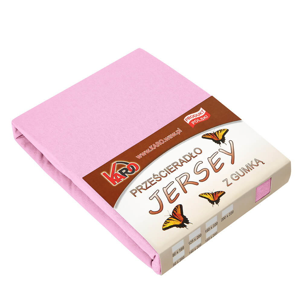 Prześcieradło jersey z gumką 180x200 różowe jasne 018 KARO