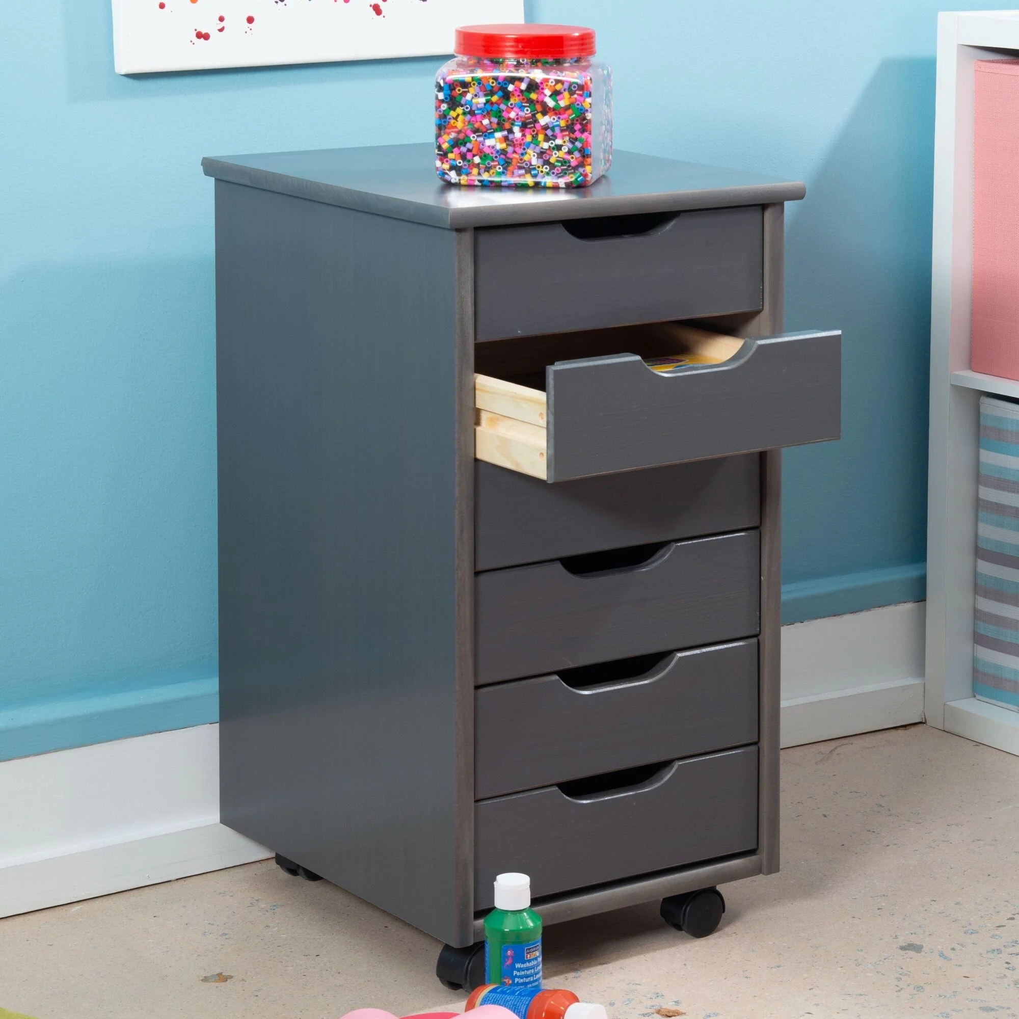 26 Gray Rolling Storage Cabinet with 6 Drawer