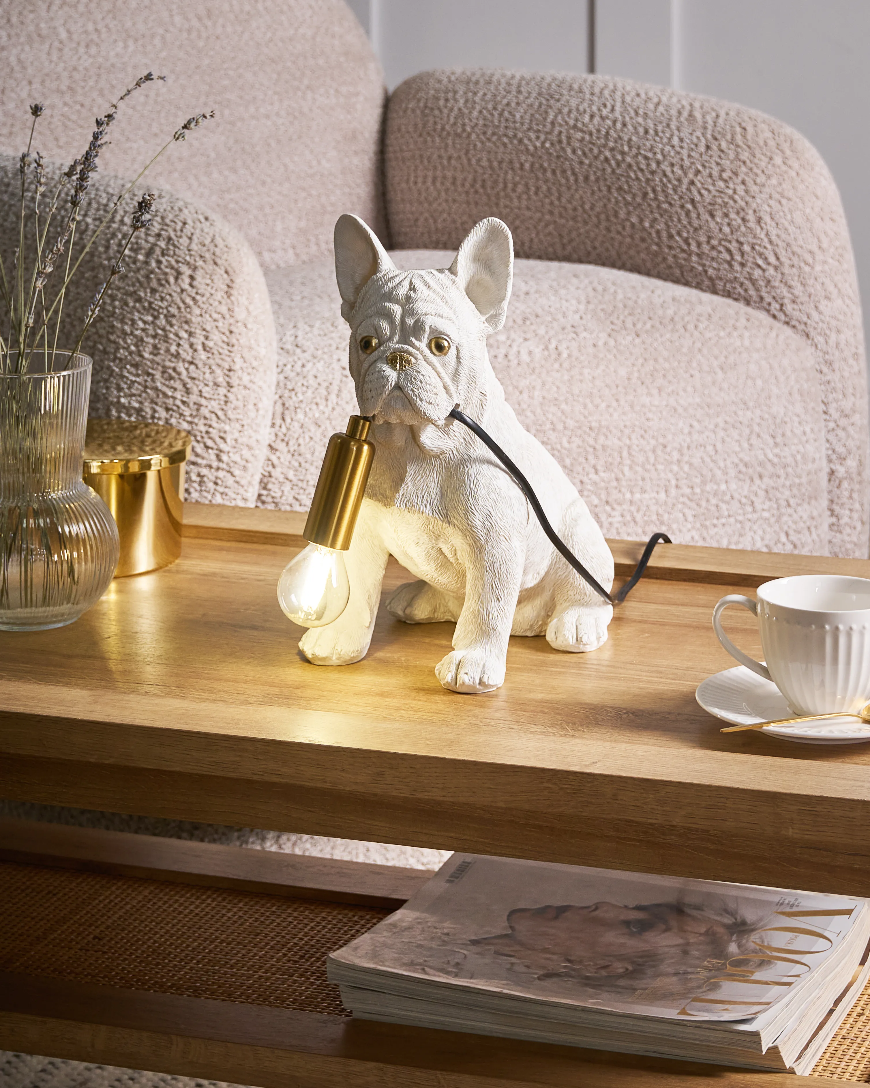 Table Lamp Dog BRUNO White