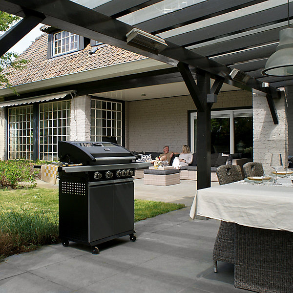 Barbecue à gaz Patton Patio Pro Chef avec 4 brûleurs et brûleur latéral - Frozen Grey