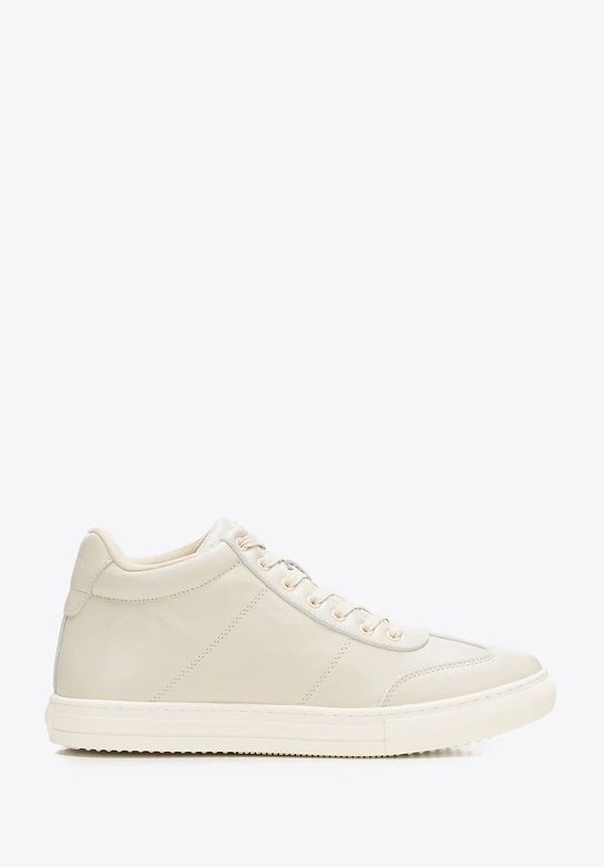 Męskie sneakersy z naturalnej skóry licowej jasny beż