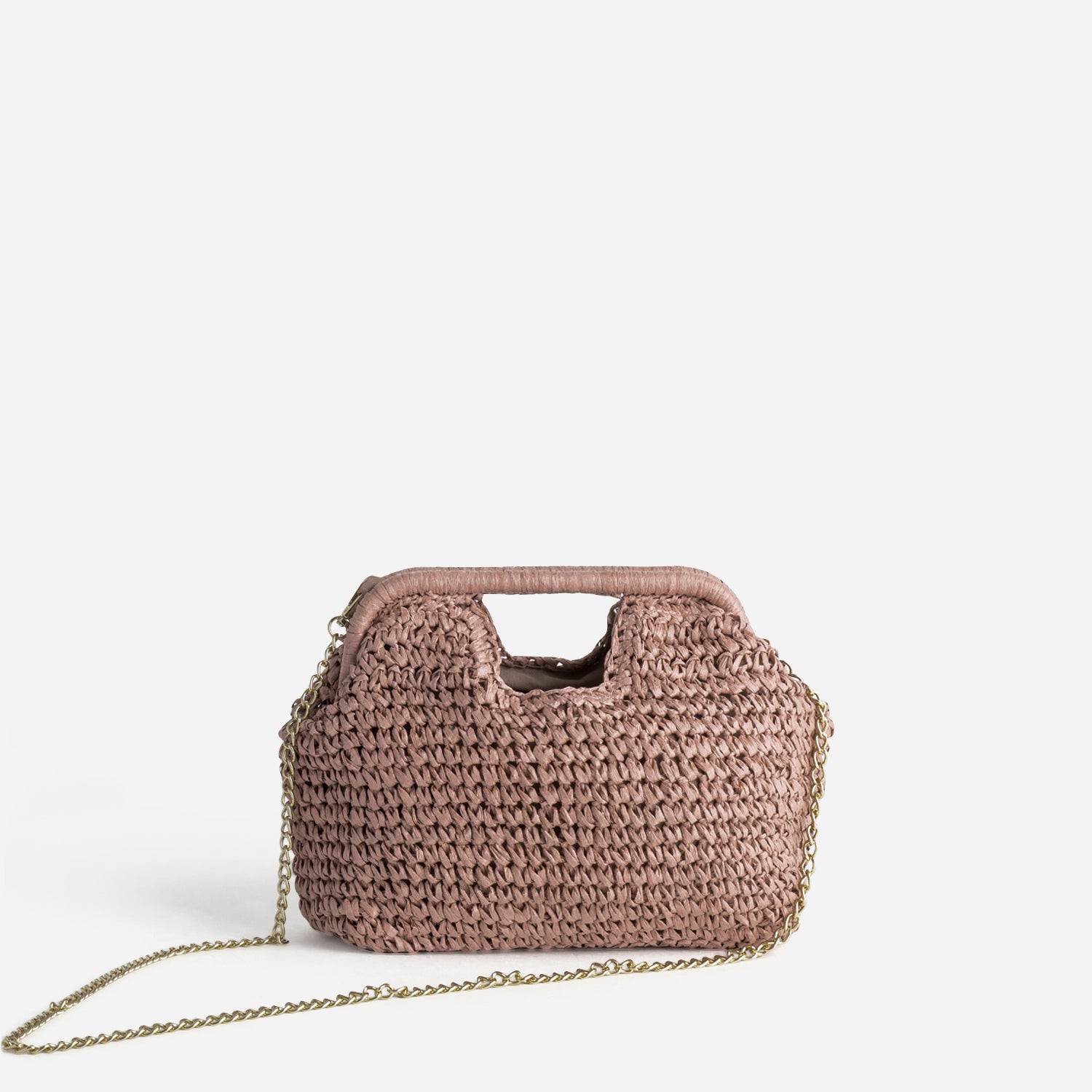 Sac pochette vieux rose tressé