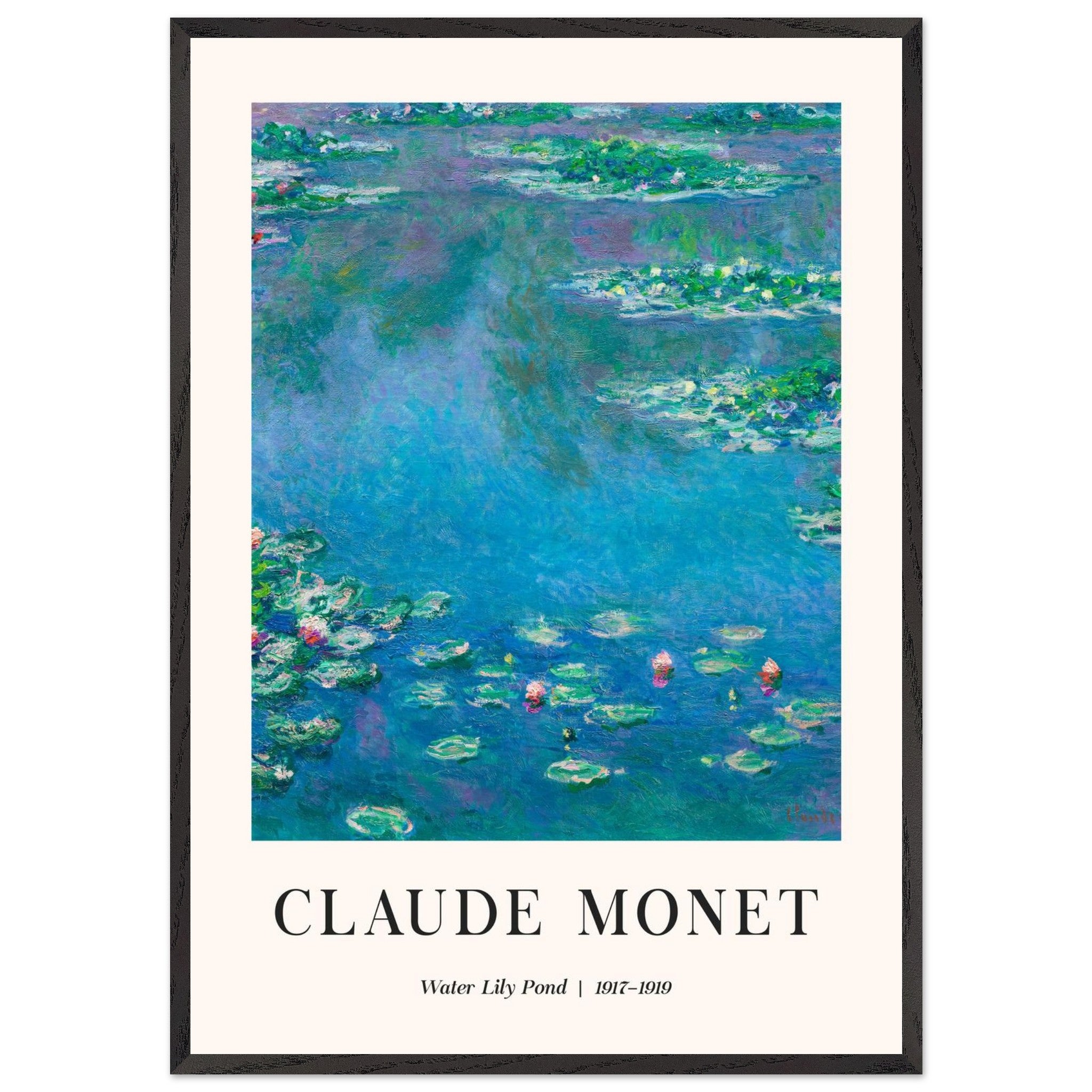 Artfulprints Poster met Lijst Claude Monet - Water lily pond  - 70x100 cm - Blauw