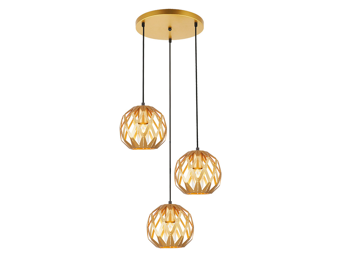 Lampa wisząca Hilo 3-punktowa stalowa złota