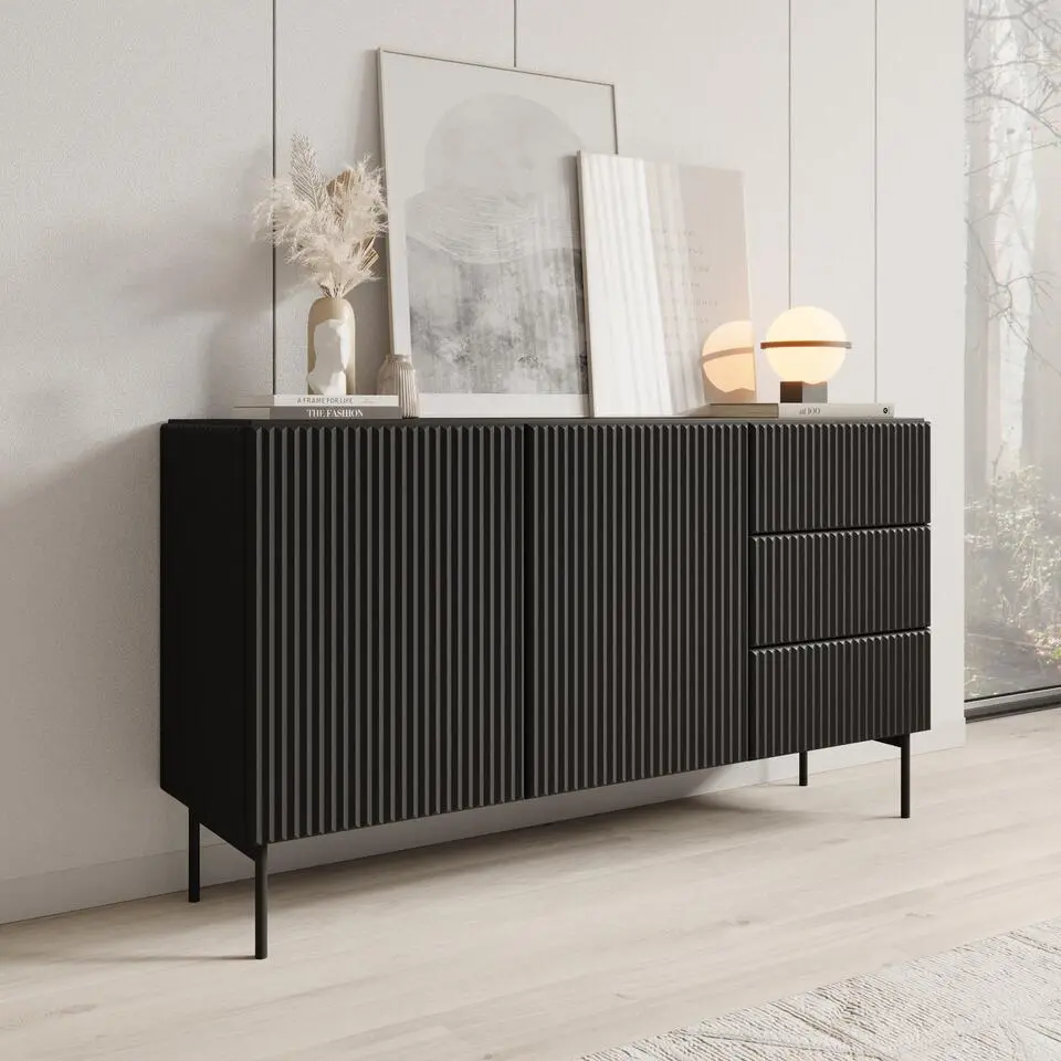 Meubella - Marajo - Dressoir - Zwart - 147 cm