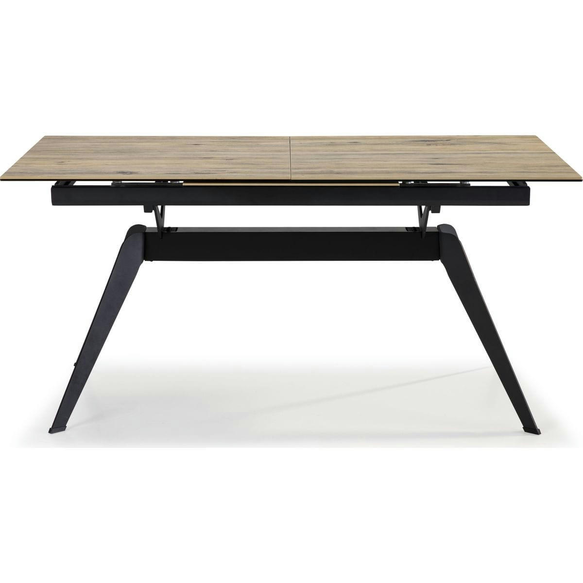 LALLY - Table à manger rectangulaire extensible céramique effet bois 160/220cm