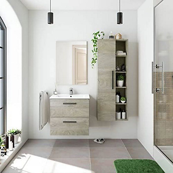 Colonne de Salle de Bain - ARKITMOBEL - Athena 1A1G - 51 x 25 x 135 cm - Marron - Montage facile