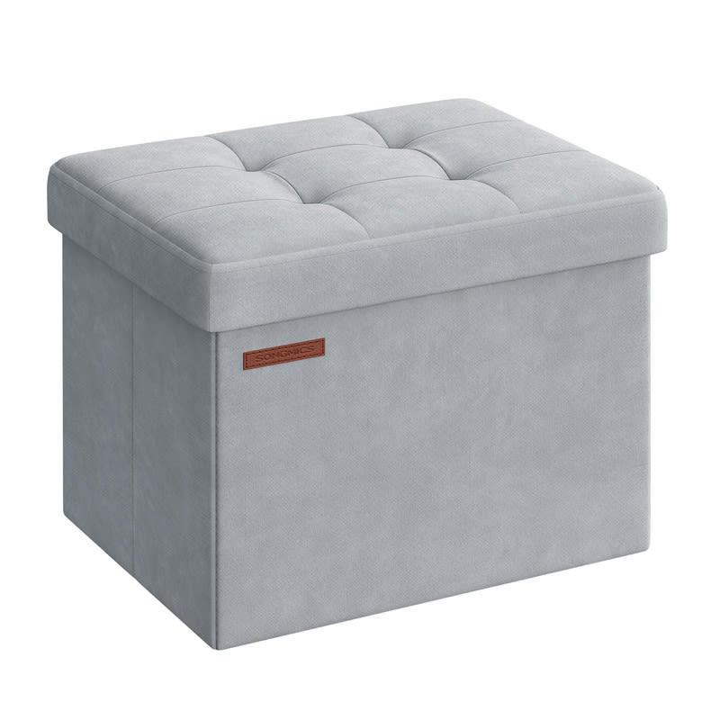 - Banc de rangement mdf 31 x 41 x 31 cm velours gris tourterelle