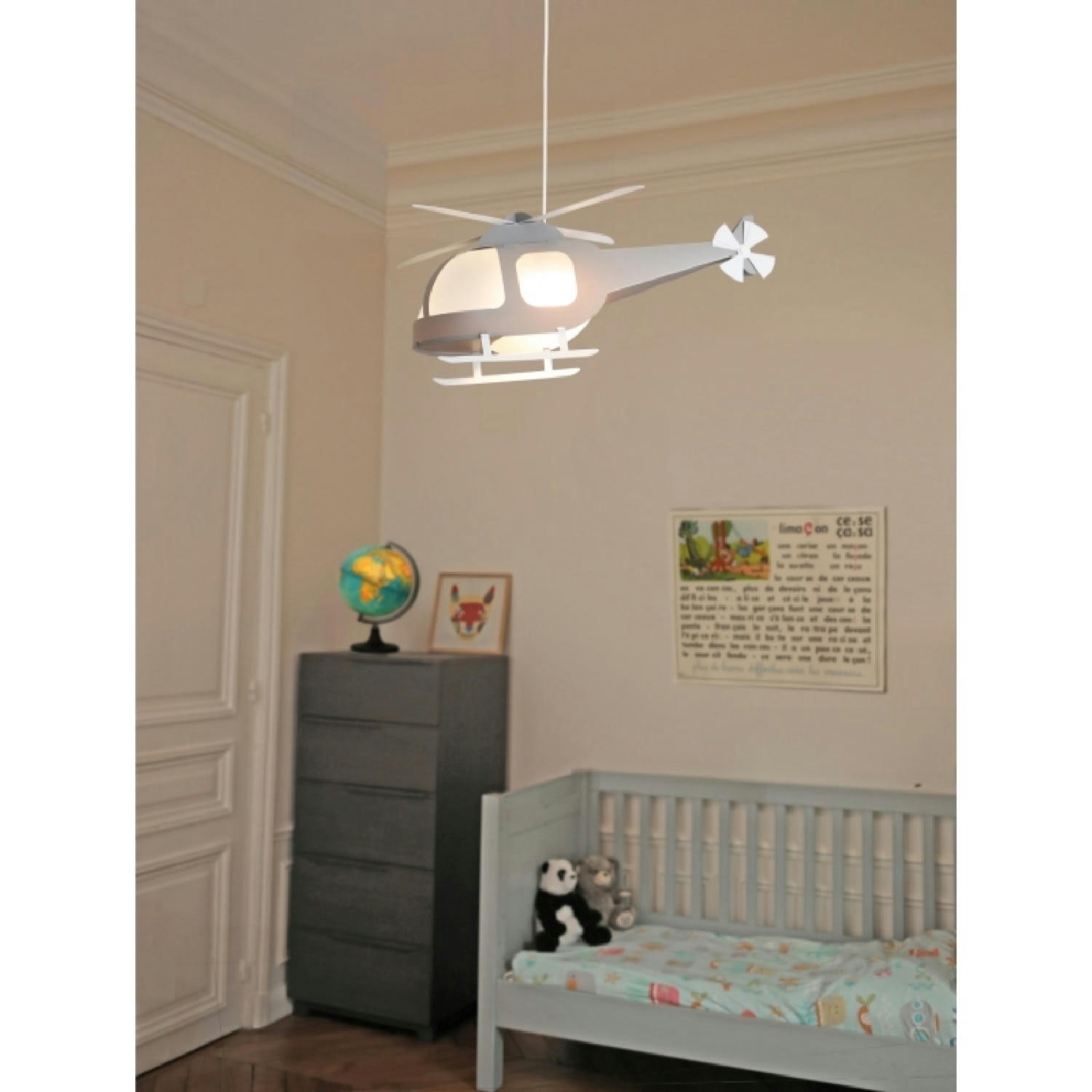 - Suspension enfants Hélicoptère Gris 53cm
