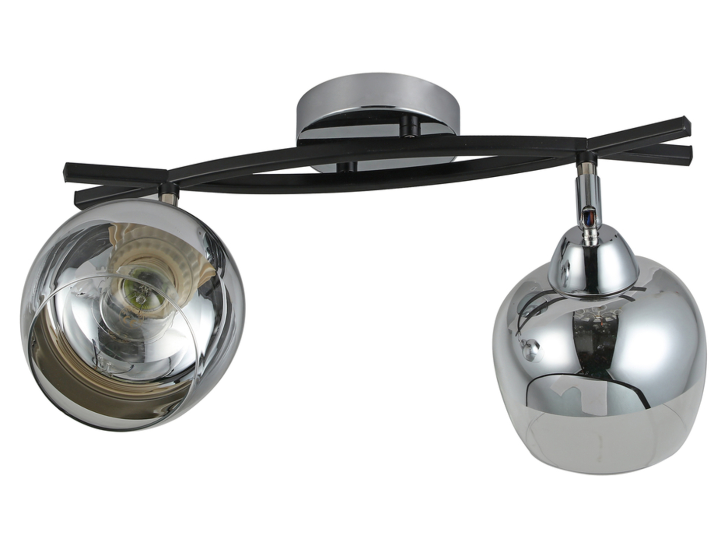 Lampa sufitowa Momo 2-punktowa metalowa czarno-srebrna