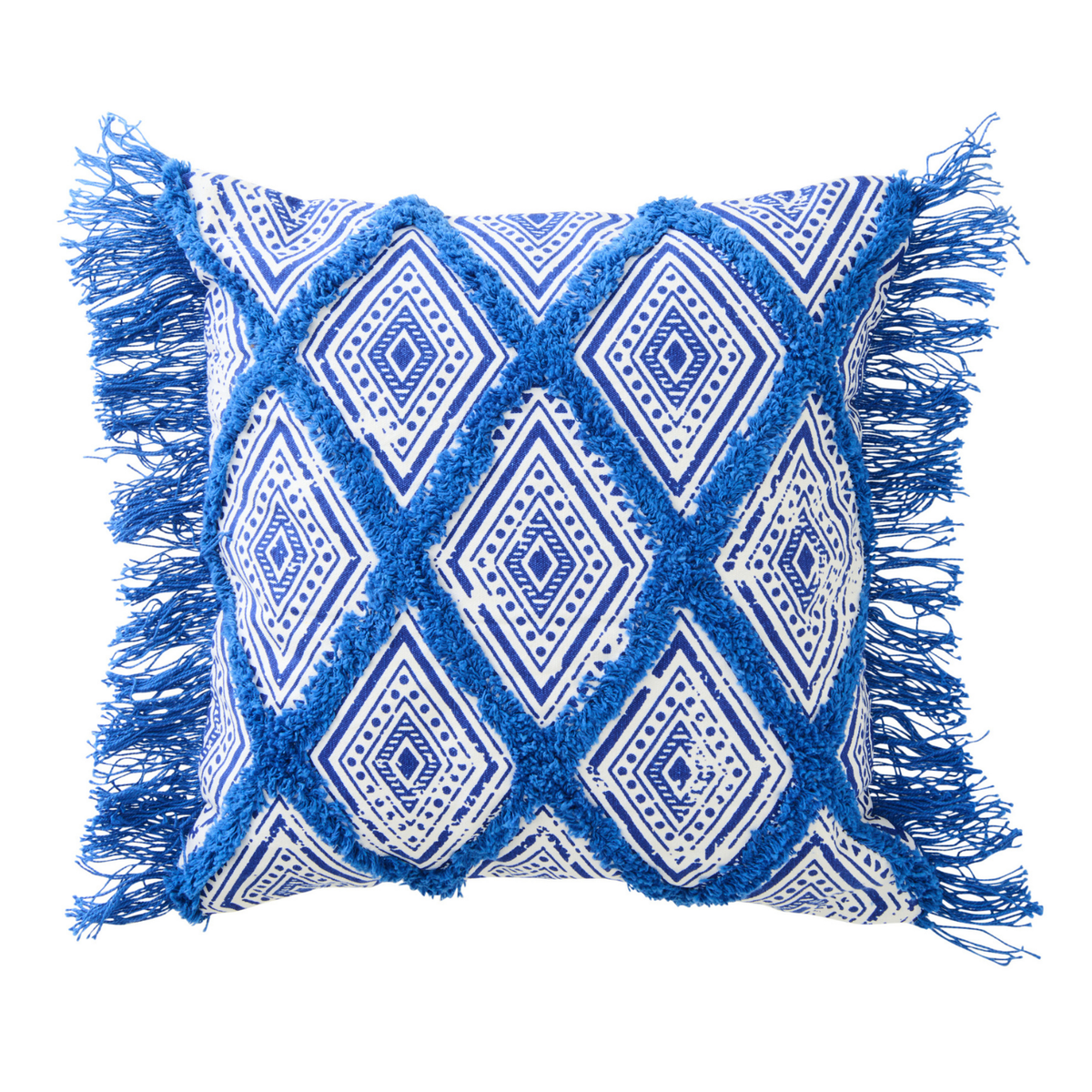 J-Line kussen Oosters Patroon - katoen - blauw/wit